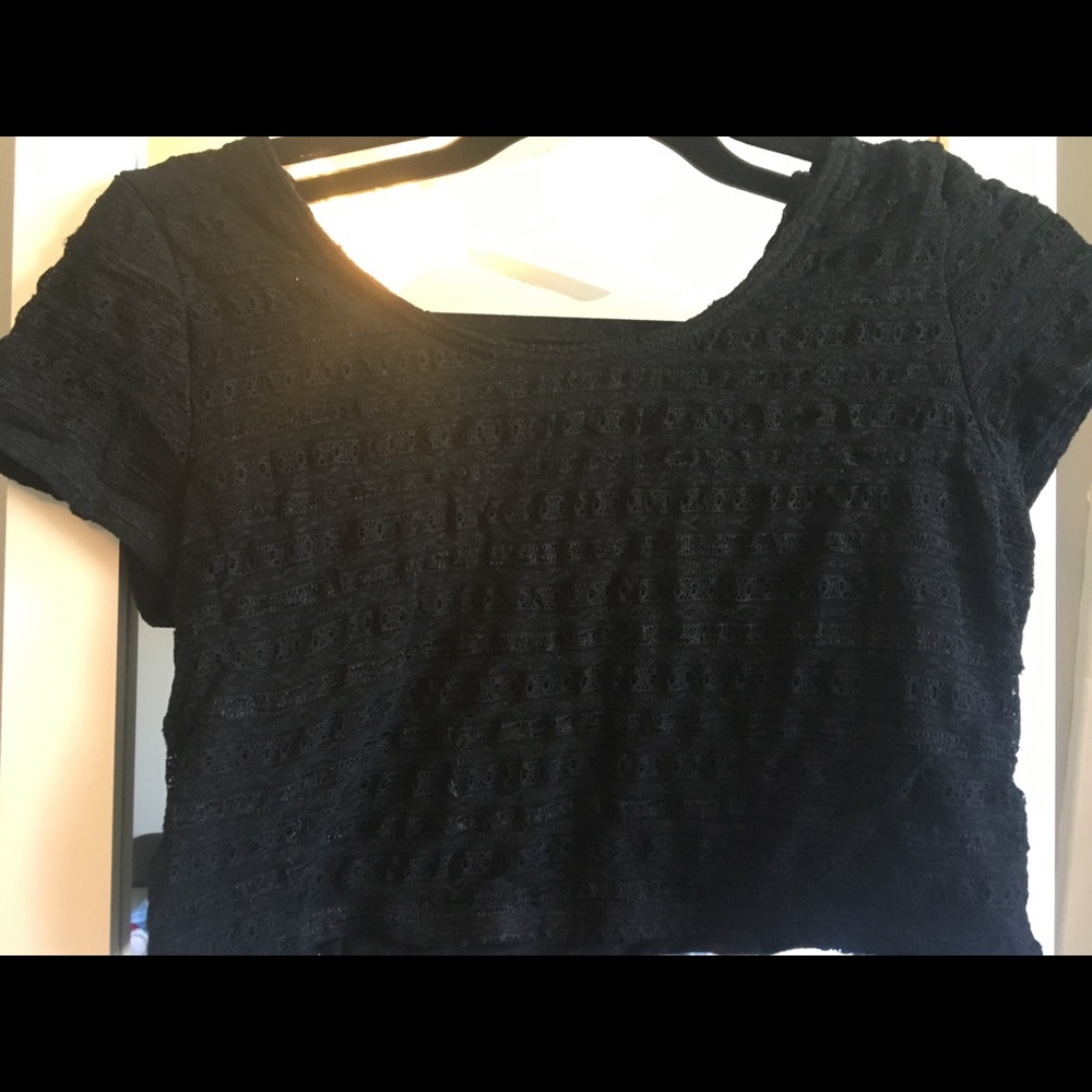 black lace crop top
